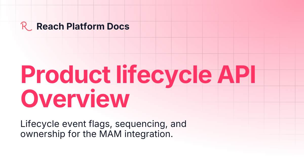 Product lifecycle API Overview | Technical | Reachplatform Docs